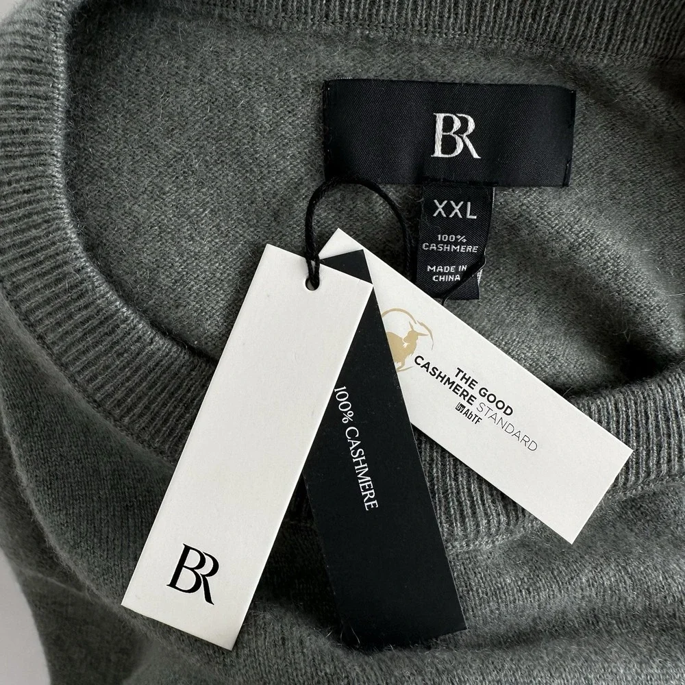 NWT Banana Republic Men's Cashmere Crew Neck Sweater XXL Heather Grey Green